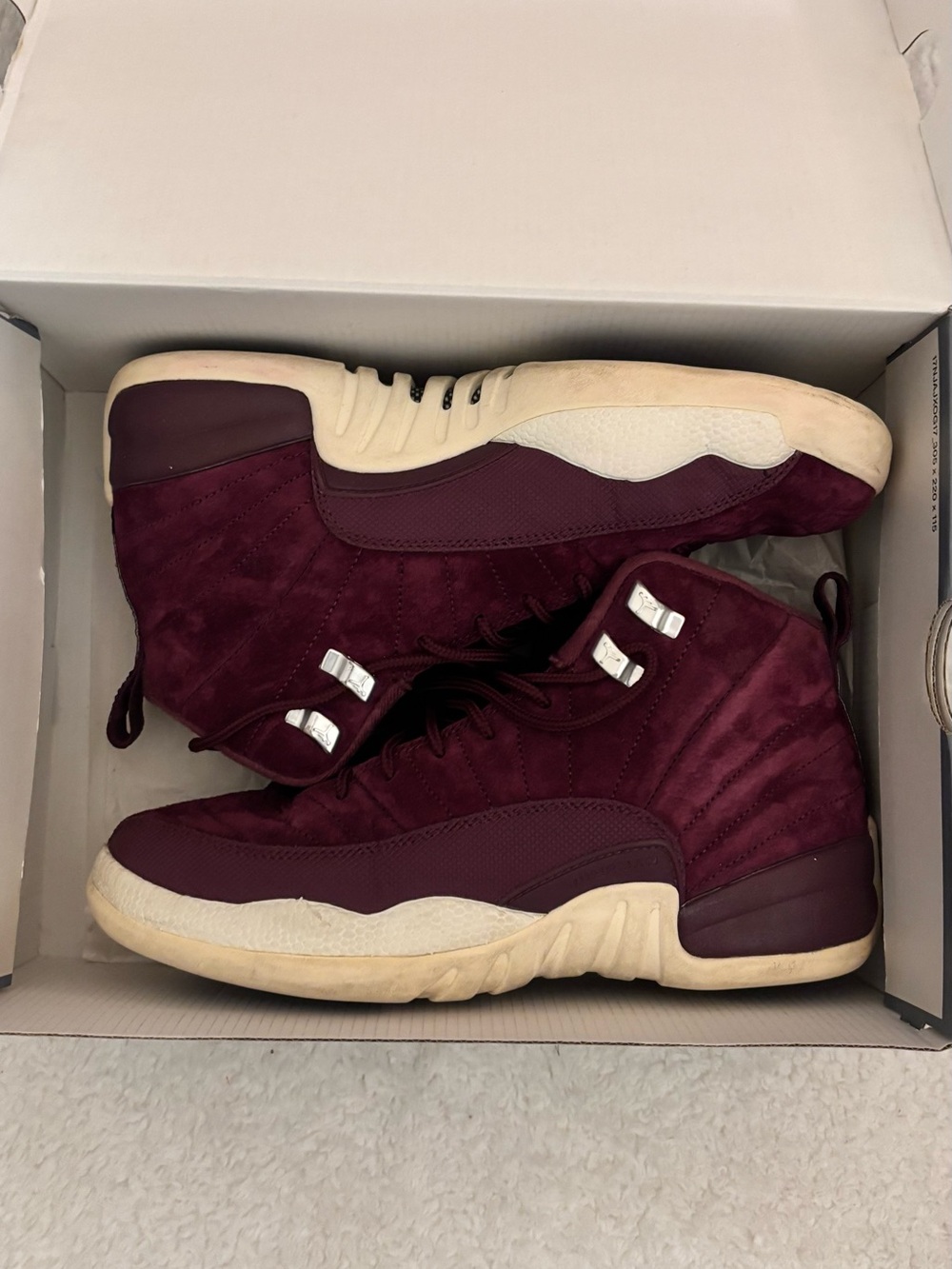 Jordan Boys Burgundy High-Top Sneakers with Cream Soles